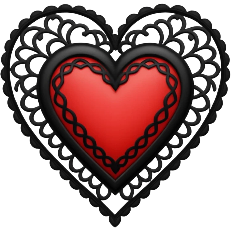 goth heart with black and red lace emoji