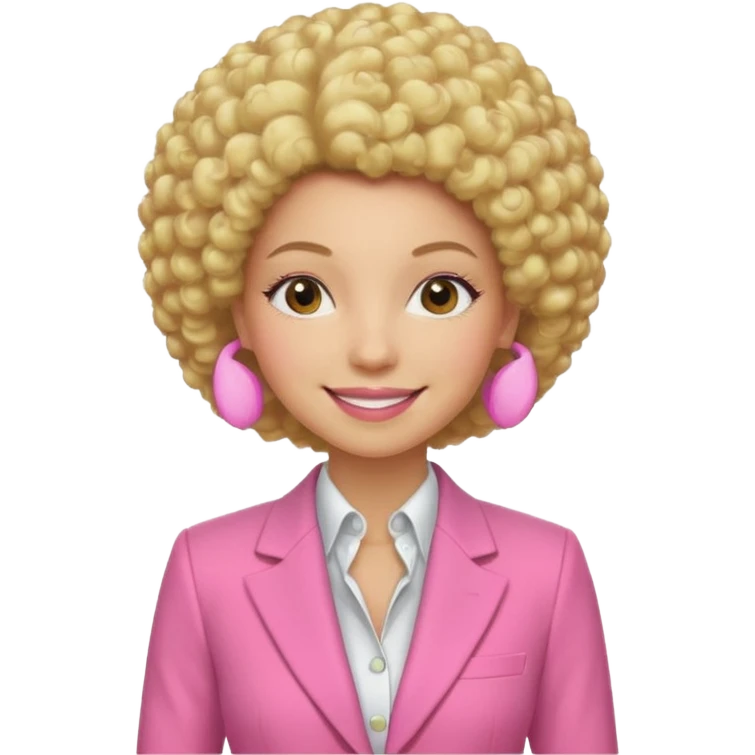 afro blonde hair woman pink suit emoji