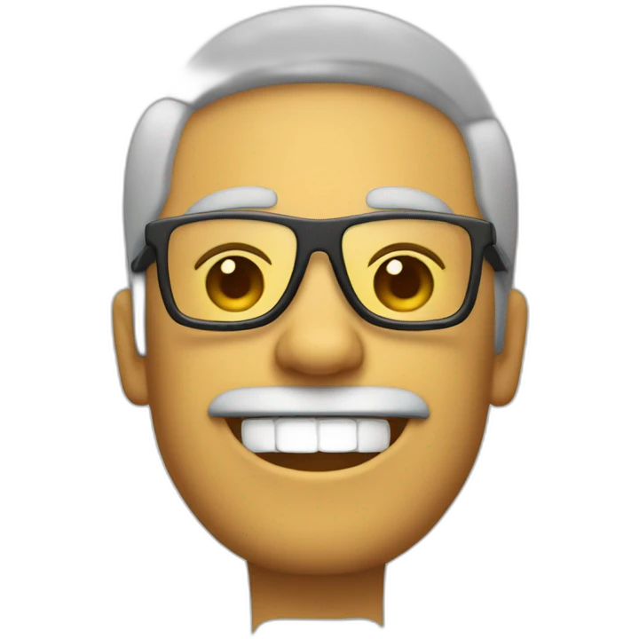 Hombre con gafas poco pelo riendo emoji