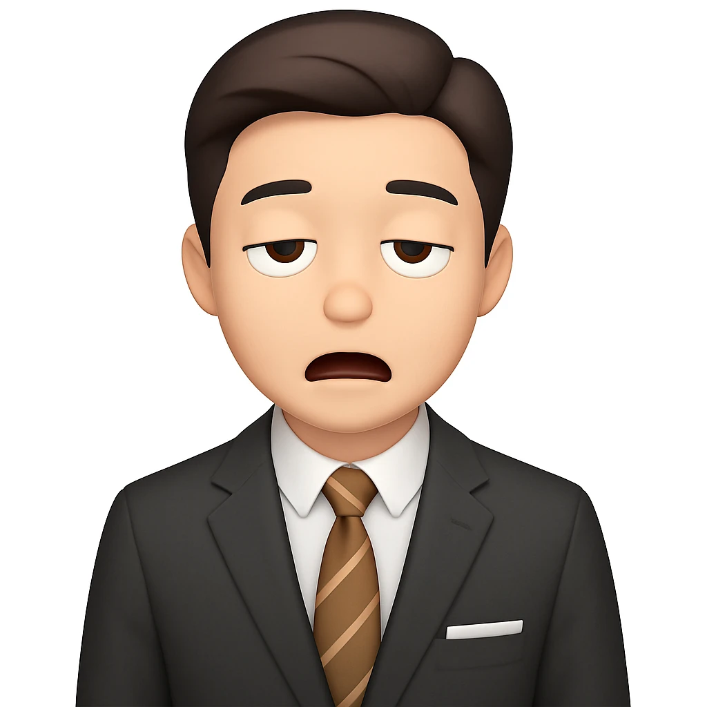 Change the facial expression to bored, keeping the same style as the reference image. emoji