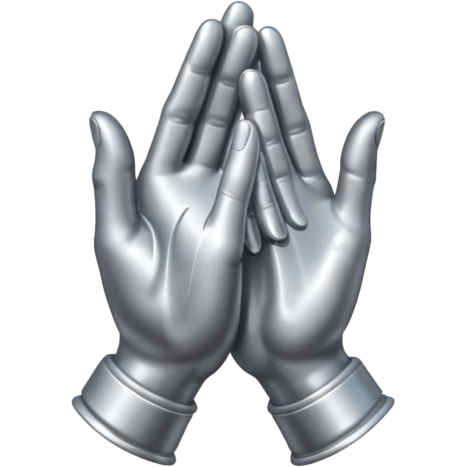 praying metallic hands, realistic proportions emoji