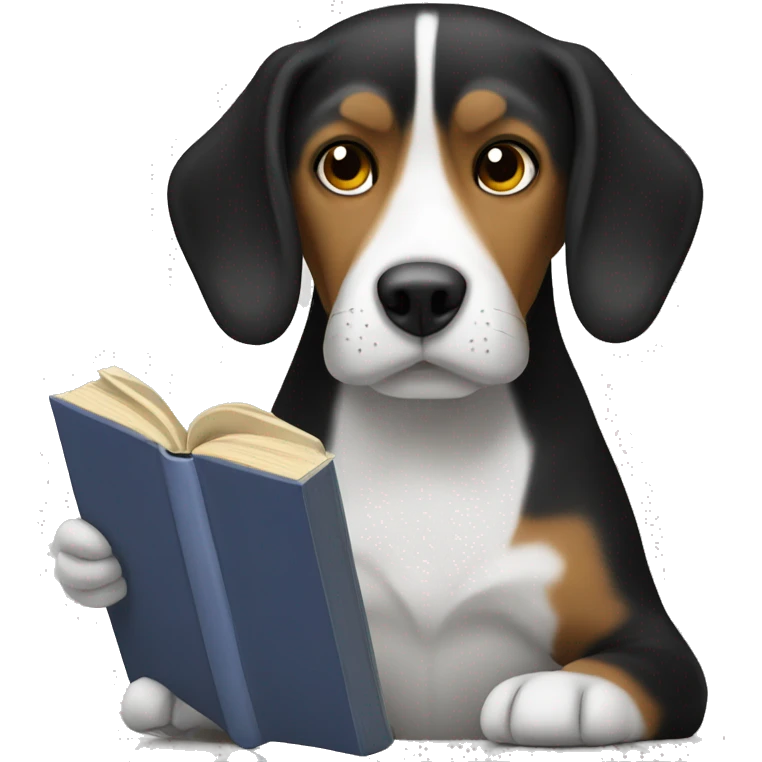 Black Beagle reading a book  emoji
