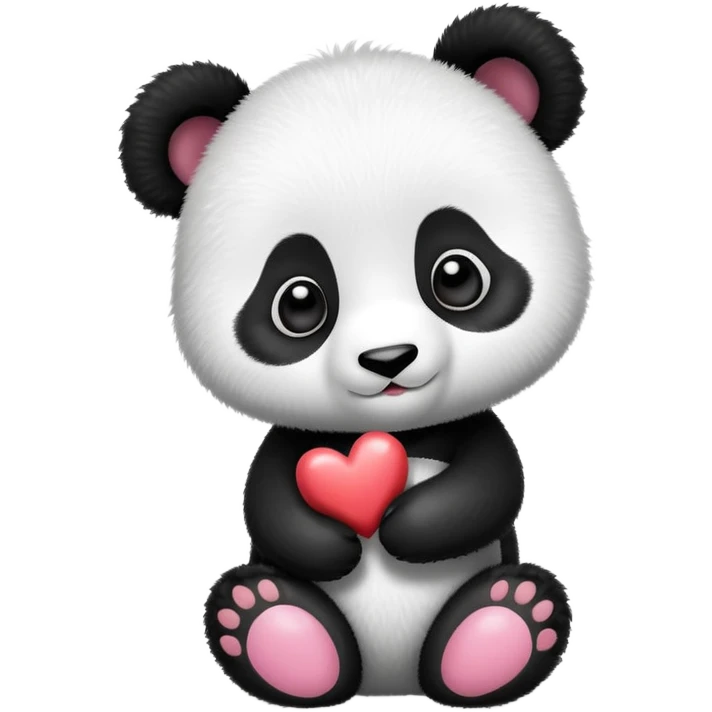baby panda with hearts emoji