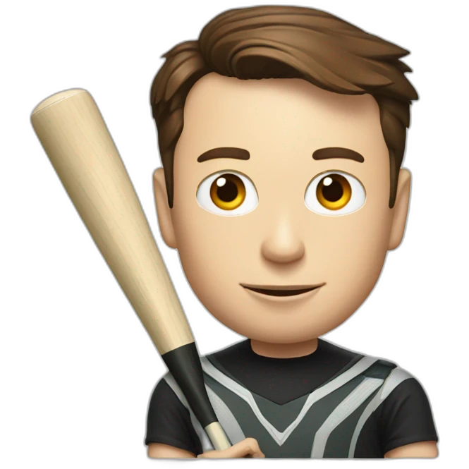 elon musk with cricket bat emoji