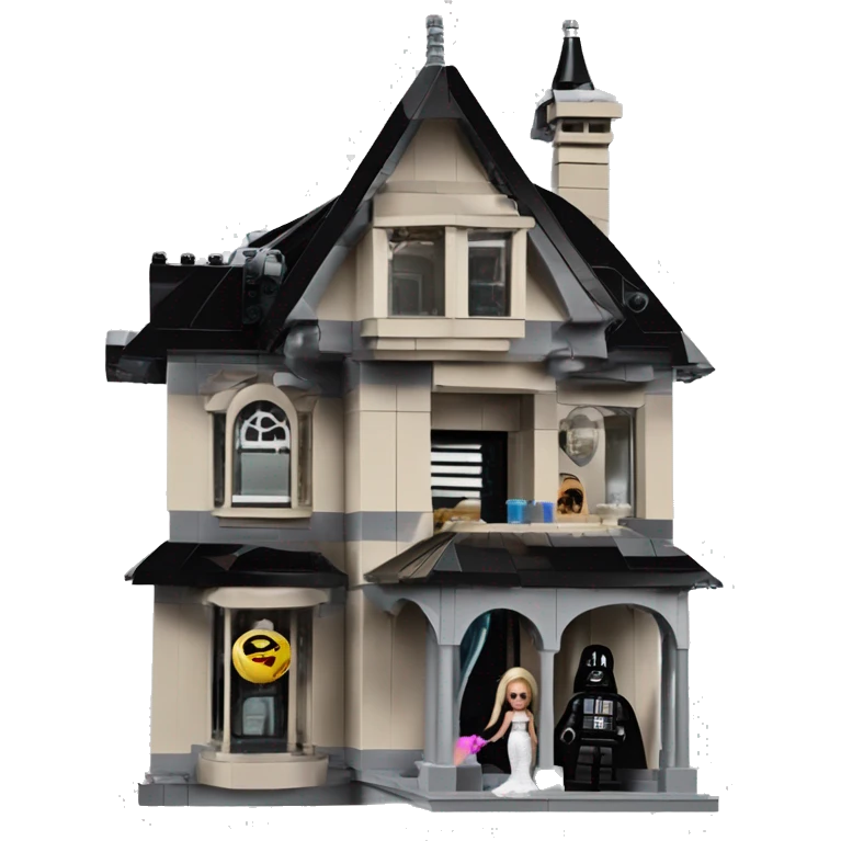 Lego Darth Vader and Barbie’s very dusty old disturbing disgusting ghostly haunted horror dream house mansion  emoji
