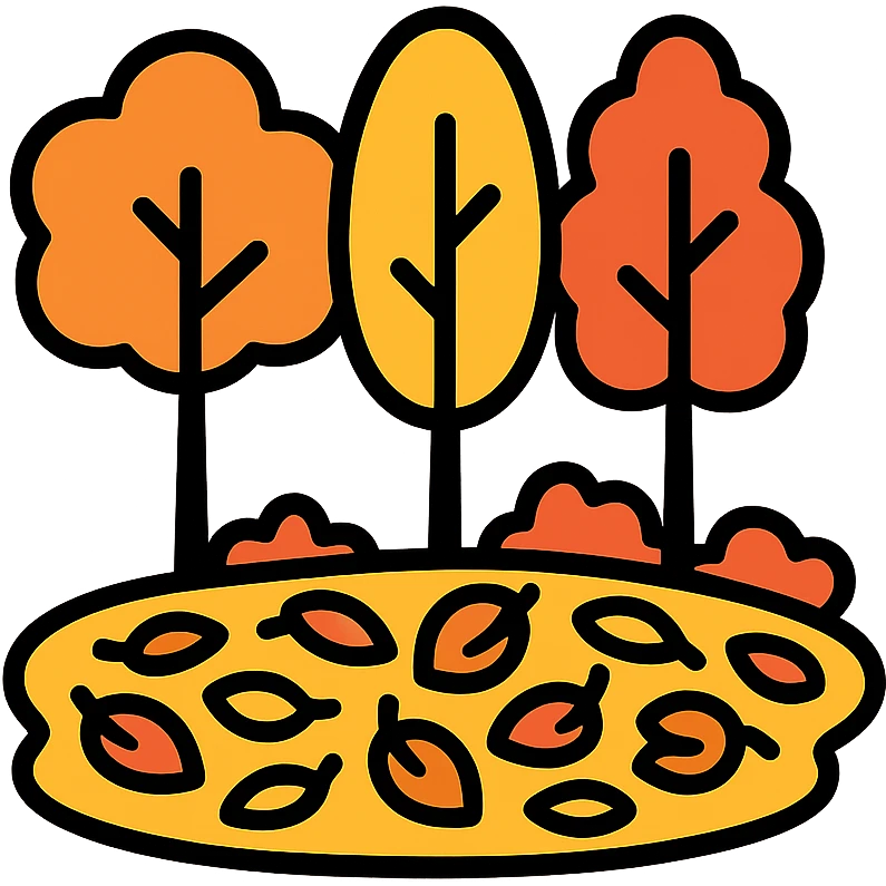 autumn forest with trees and a carpet of colorful leaves icon emoji