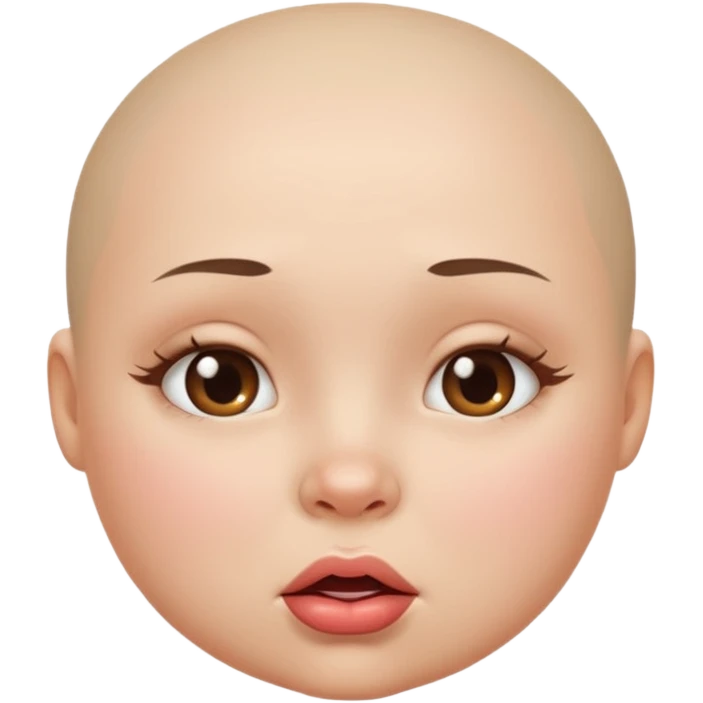 a girl face with lip bitting expressions. the face will be round and chubby. without hair emoji