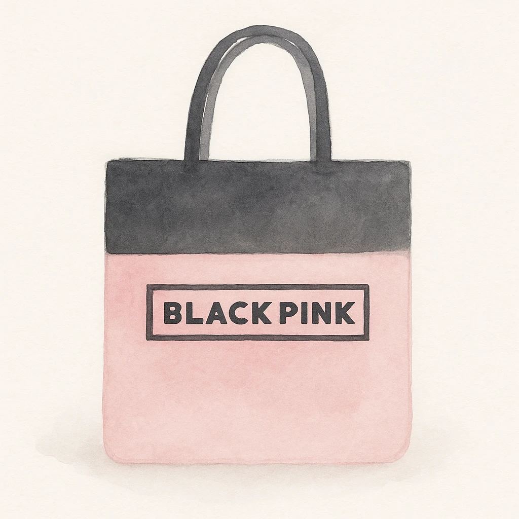 BLACKPINK-inspired object, black and pink colors, soft artistic watercolor effect, watercolor style emoji