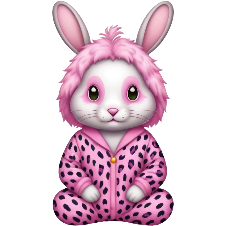 Rabbit in pink leapord pajamas emoji