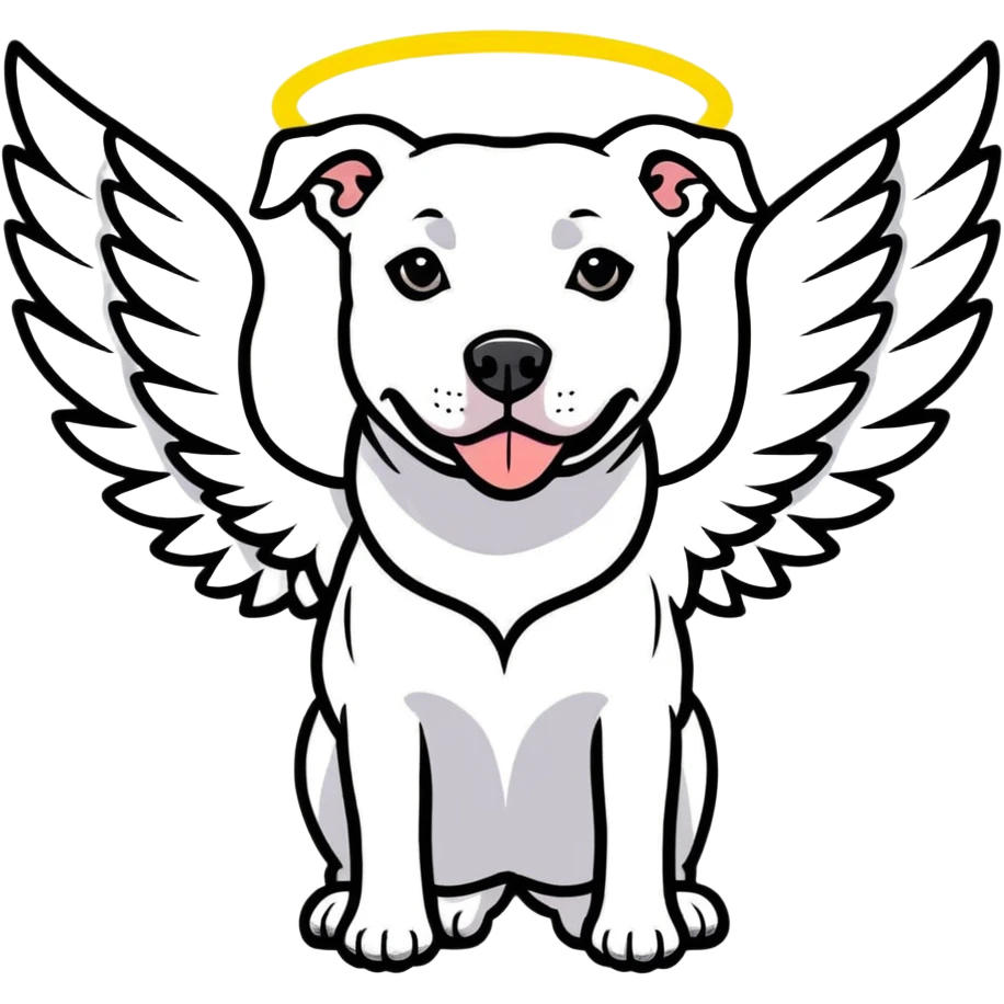 Pitbull with wings and halo emoji