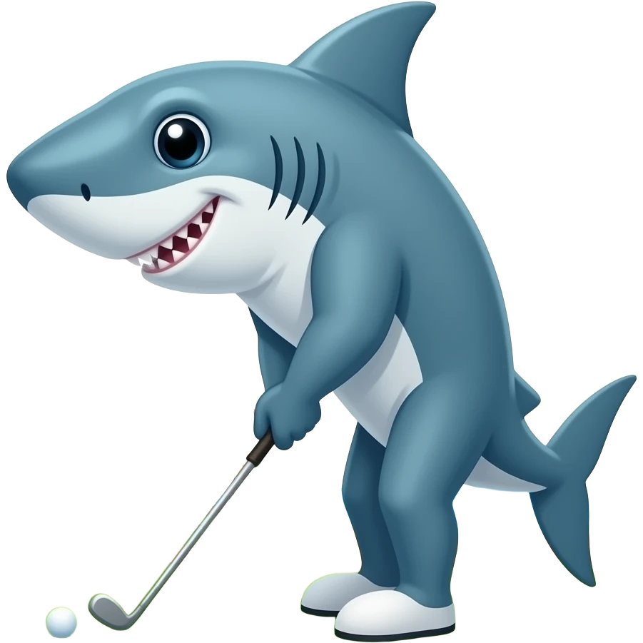 Shark golfing near oceanfront house emoji