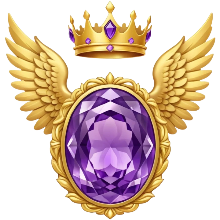 Big complex amethyst stone award-in-frame-decorated-with-big-golden-angel--wings and crown emoji
