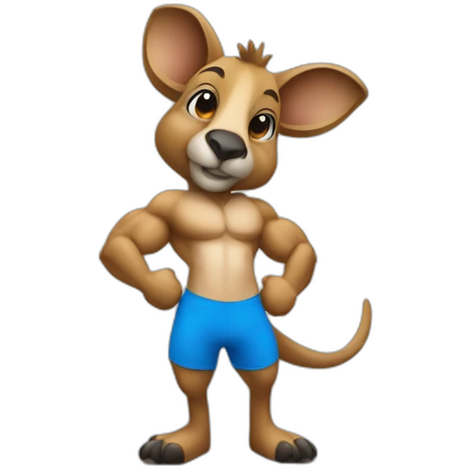 Blue coloured kangaroo body builder chad emoji