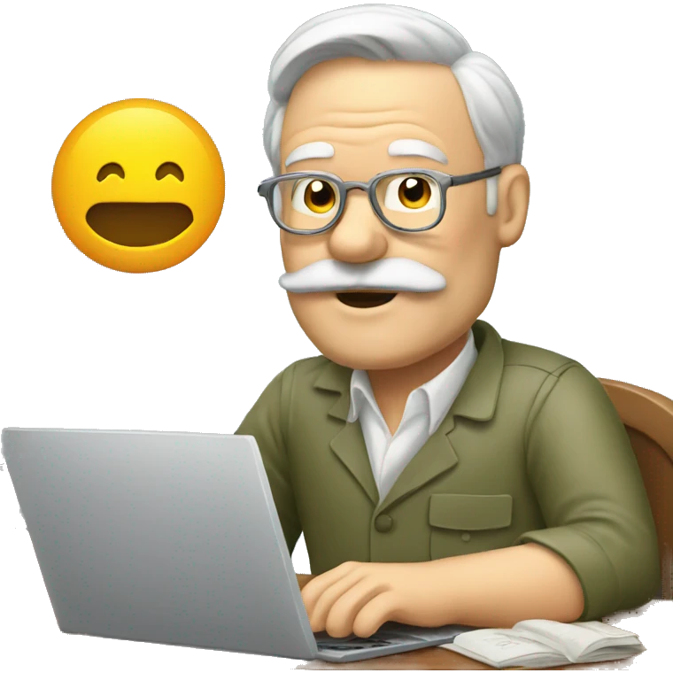 hemingway typing on laptop emoji