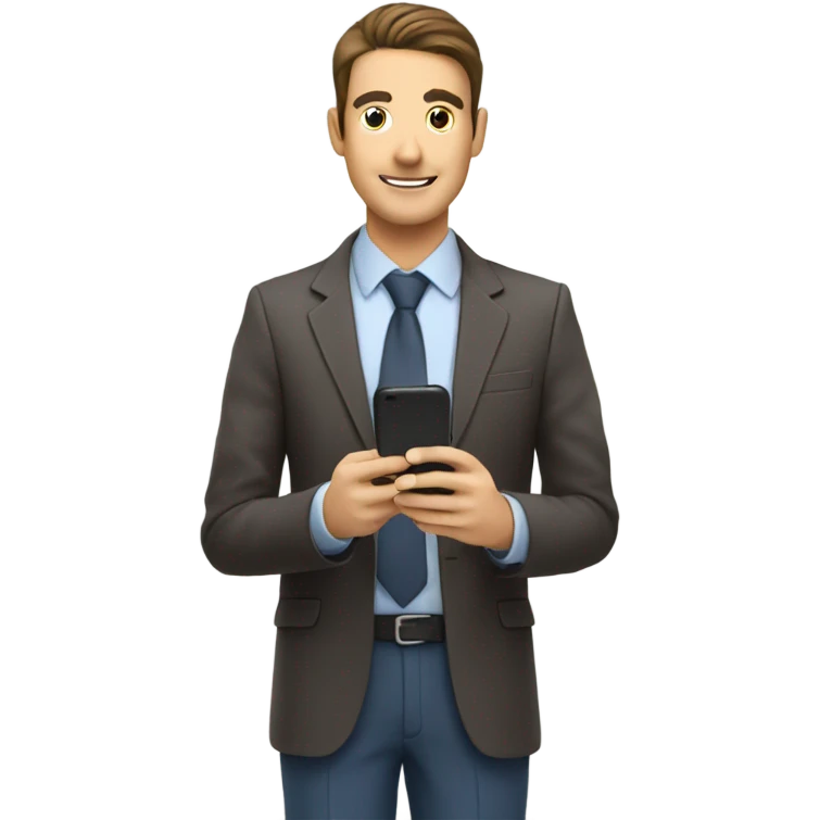 a man with a smartphone showing charts emoji