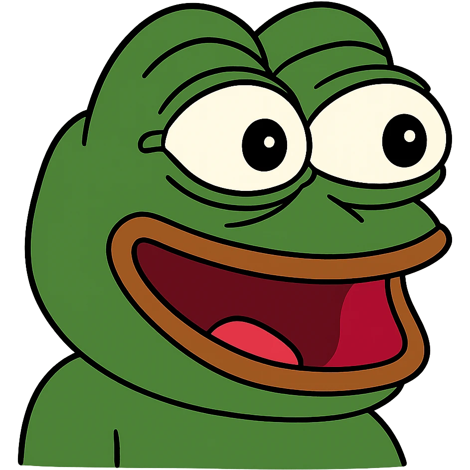 pepe the frog with a shocked and happy expression emoji