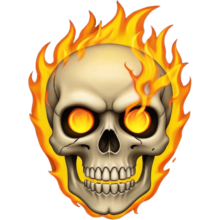 Attitude skull burning on fire emoji