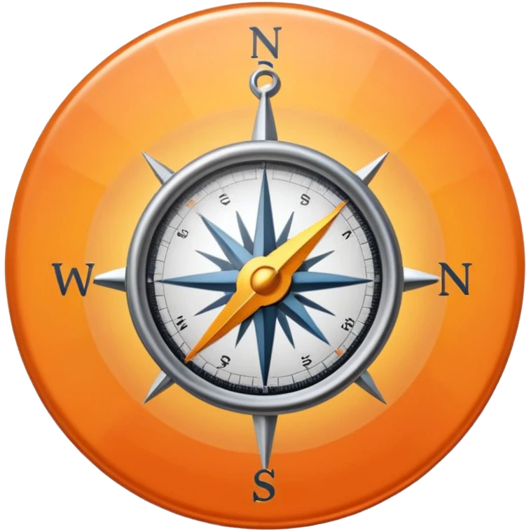 Minimalist emoji of a compass needle snapping firmly toward one direction with a soft sunrise glow behind it, symbolising decisive focus and a new disciplined beginning. Transparent background. emoji