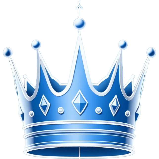side view of a blue blueprint plan with the sketch of a crown in white lines emoji