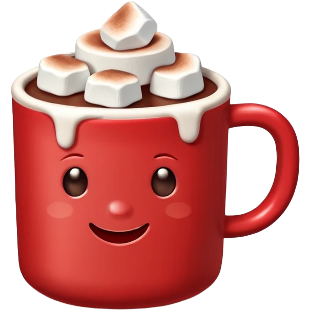 red mug of hot chocolate with marshmallows emoji