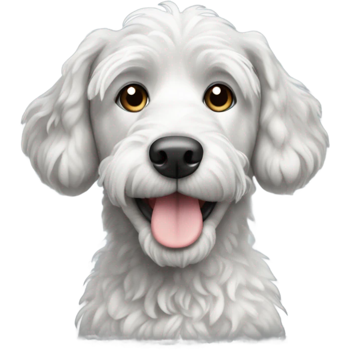 Grey and white doodle dog emoji