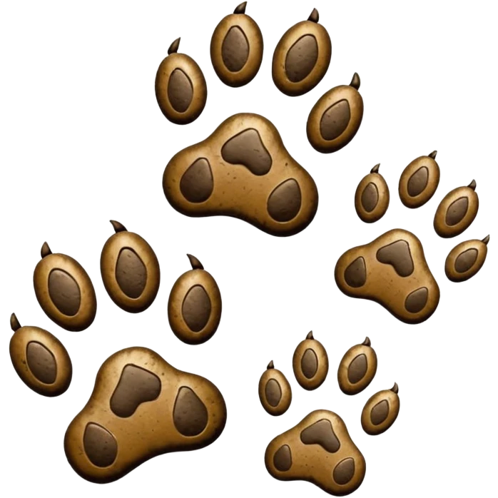 3- legged dog paw prints. The missing leg is in the left rear emoji