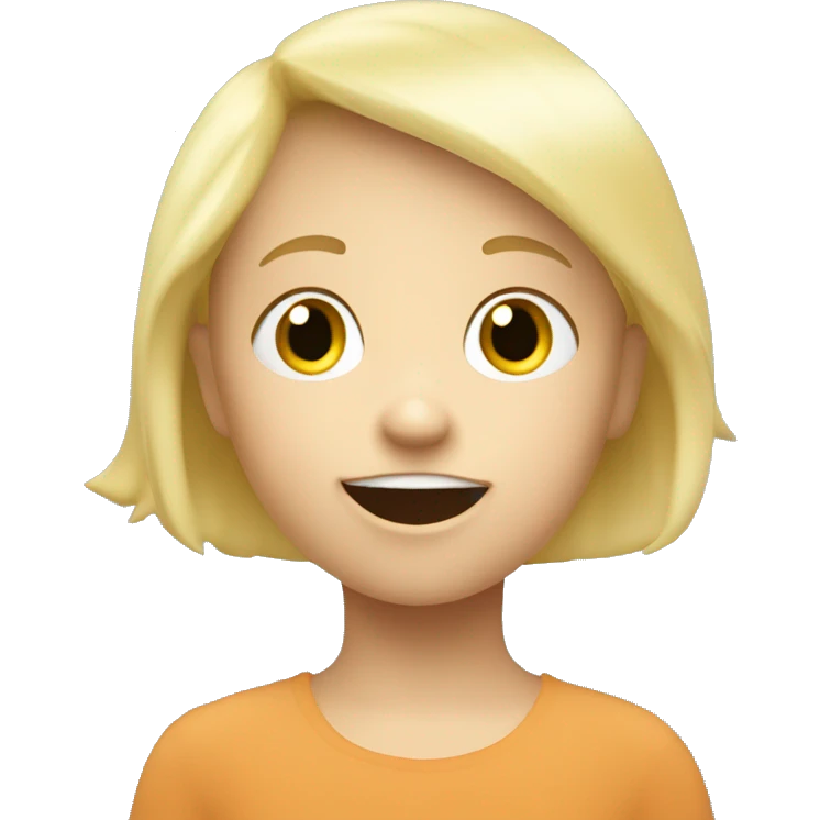 talking blond child with two speech bubbles near emoji