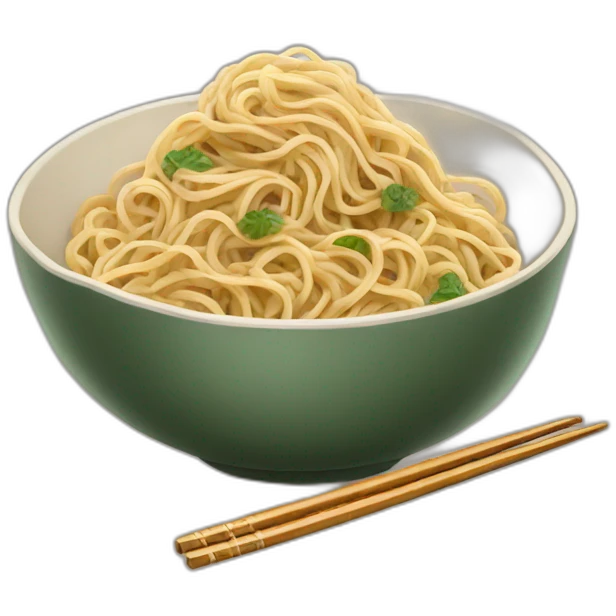 bowl of sesame and garlic noodles with chopsticks emoji