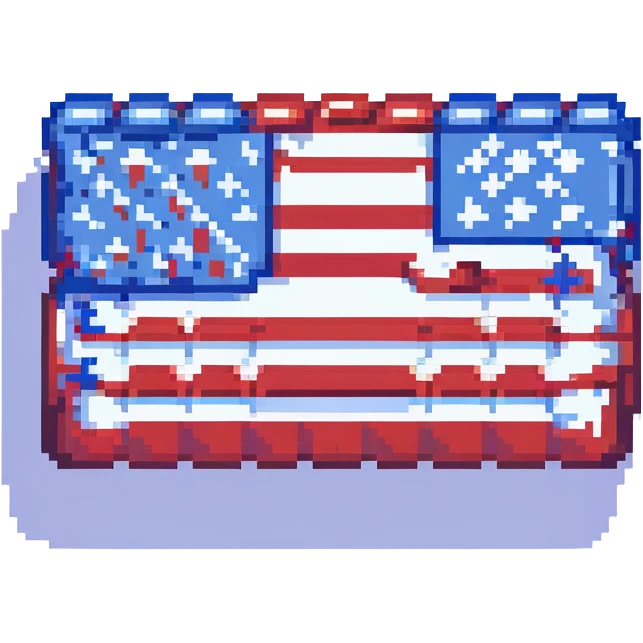 US flag, retro and blocky pixel art style emoji