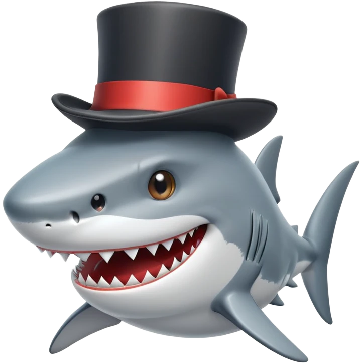 Shark with a top hat emoji