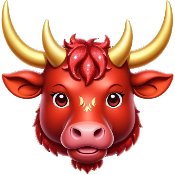 red glitter horned ox emoji