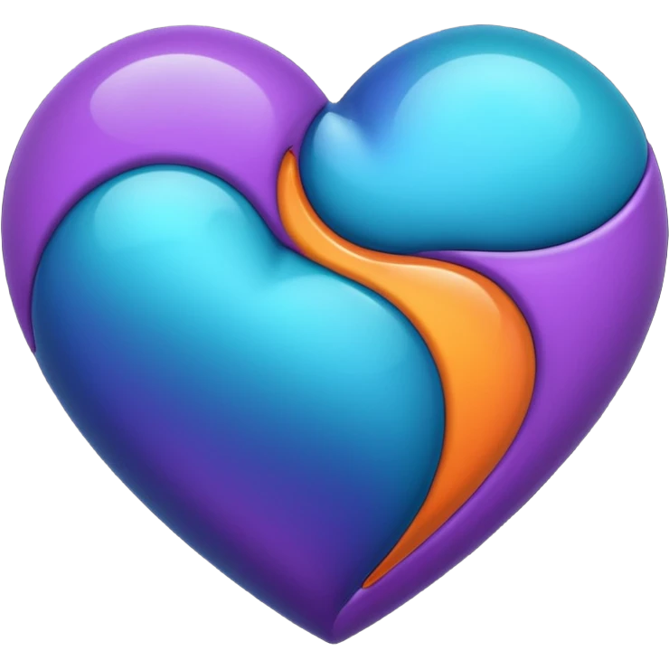 I need a heart with purple, teal, orange, and midnight blue in it. emoji