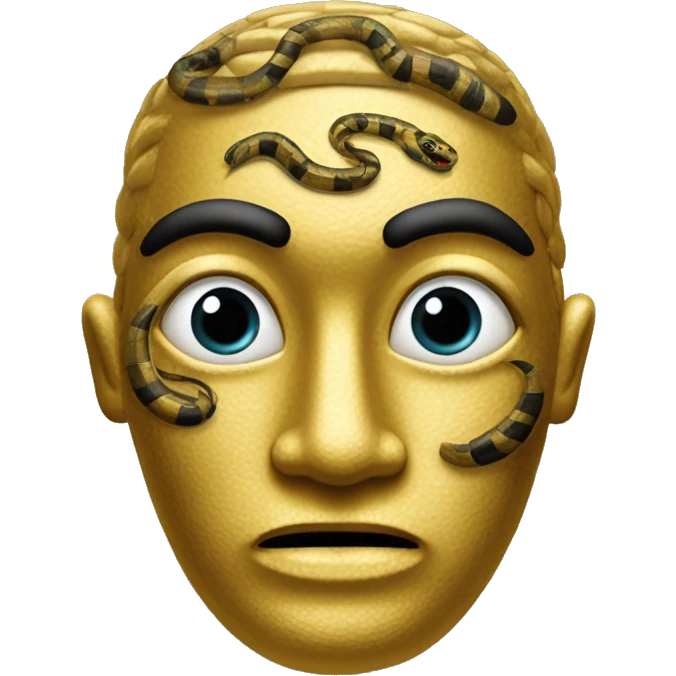 mascara de oro de la culura nazca con serpiente en la cabeza emoji