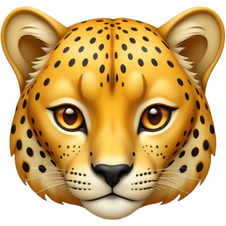 Cinematic Noble Cheetah Portrait Emoji, Poised and regal, with a lean, muscular build and a sleek, spotted Fur of golden hues, deep-set soulful amber eyes, Simplified yet sharp and sophisticated features, highly detailed, glowing with a warm, dignified glow, high shine, intelligent and swift, stylized with an air of wild elegance, focused and attentive, soft glowing outline, capturing the essence of a watchful and confident predator, so majestic it feels as though it could sprint out of the screen with effortless authority! emoji