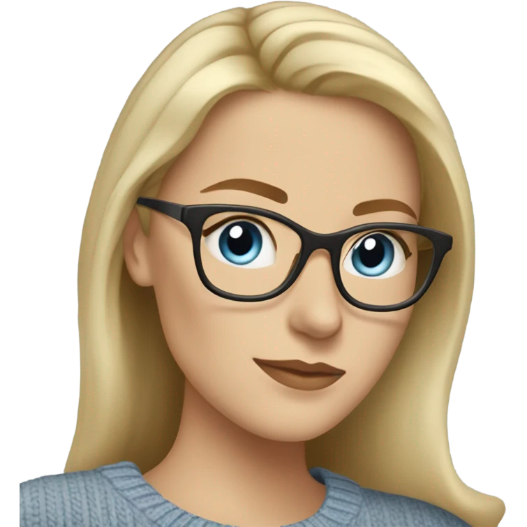 Photo Side profile Blonde balayage long hair white women beige sweater blue eyes wearing glasses  emoji