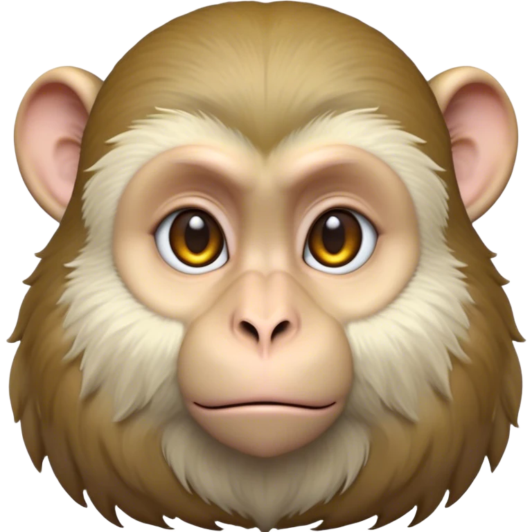 Cinematic Noble Macaque Portrait Emoji, Poised and regal, with a smart, agile build and expressive, deep-set eyes, adorned with soft, detailed fur and a dignified expression, Simplified yet sharp and sophisticated features, highly detailed, glowing with a soft, natural radiance, high shine, intelligent and commanding, stylized with an air of primate nobility, focused and alert, soft glowing outline, capturing the essence of a watchful and confident guardian that appears ready to leap out of the screen with effortless authority! emoji