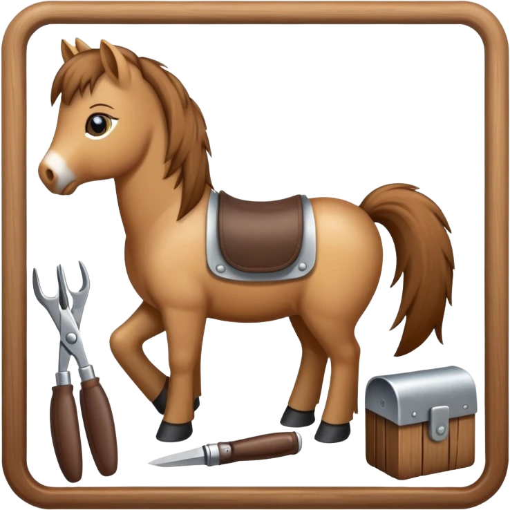 pony with grooming tools nearby emoji