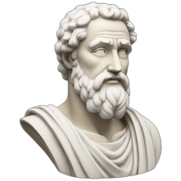 Stoic statue man with beard only with head emoji