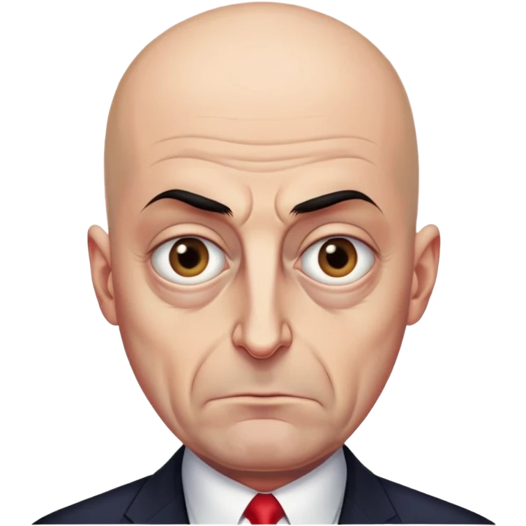 Steven Miller, Trump advisor, bald, very grim expression, pronounced sagging eyelids drooping on the outer sides emoji