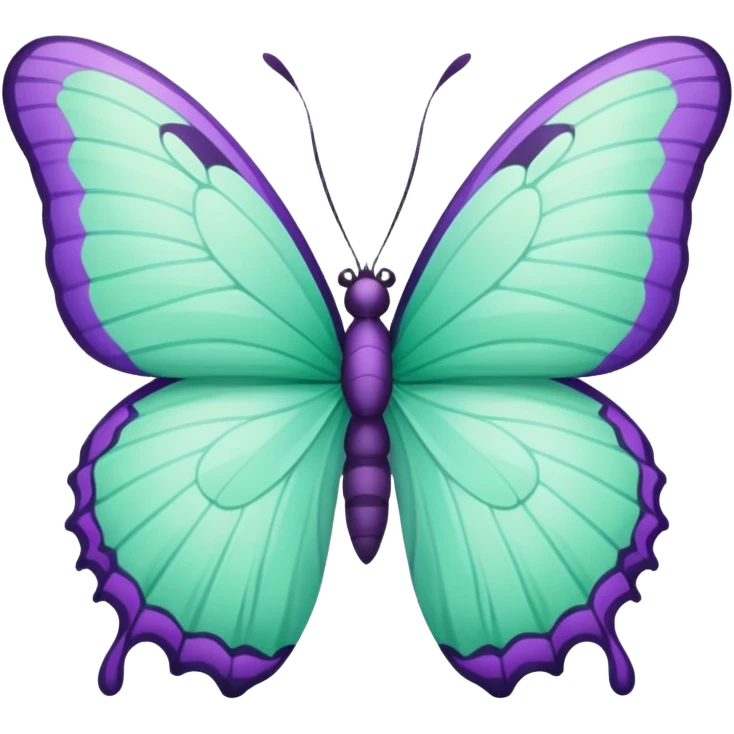 Beautiful mint green and lila butterfly with detailed wings emoji