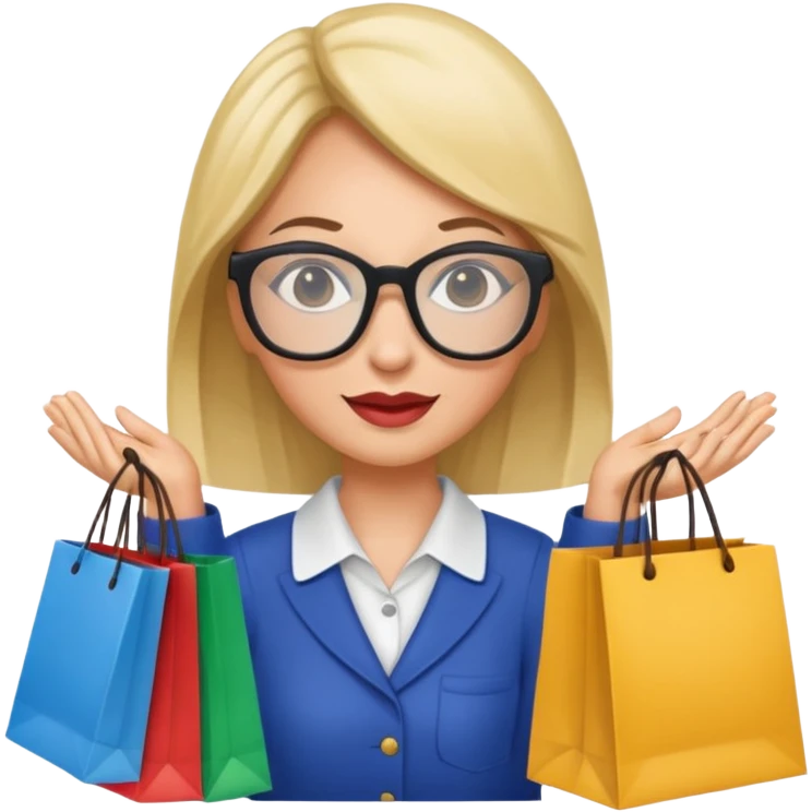gincer woman with glasses holding shopping bags emoji