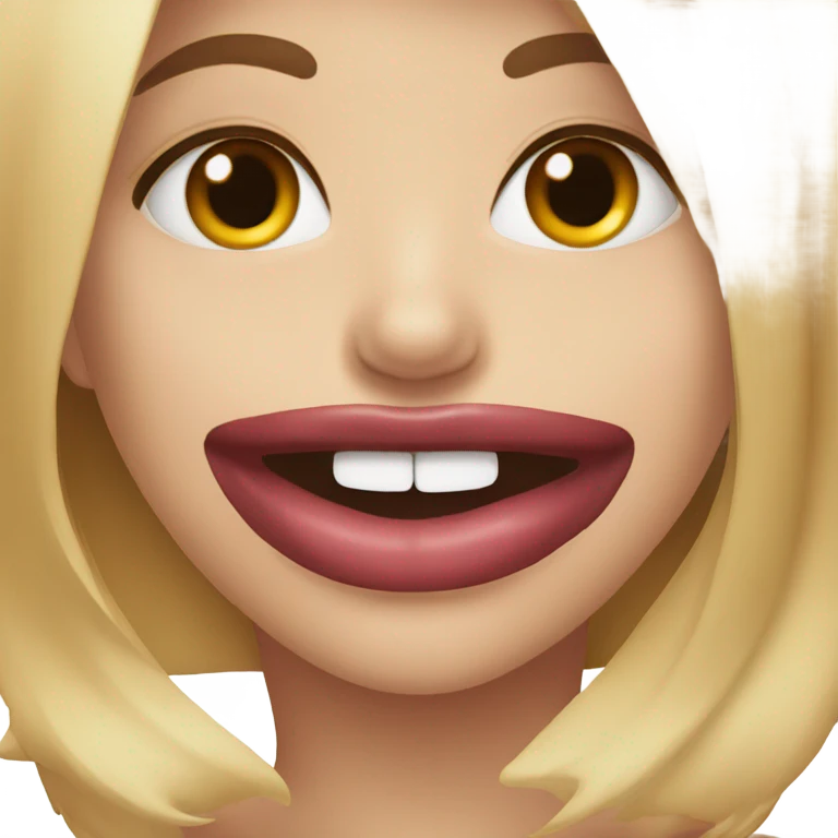 Face emoji with girl lips and grill emoji
