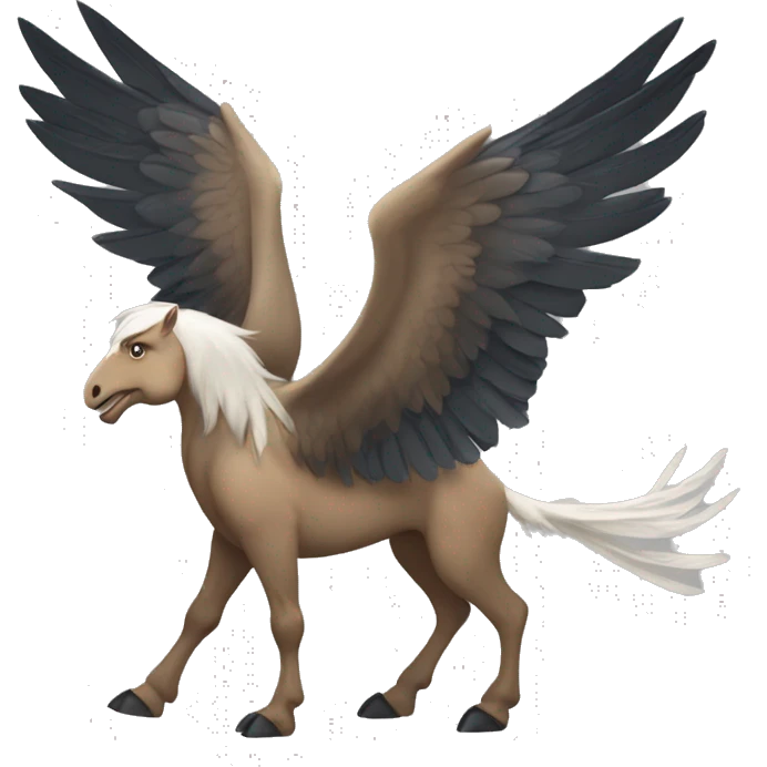 hippogriff: Majestic creatures with the front legs, wings, and head of a giant eagle and the body, hind legs, and tail of a horse. emoji