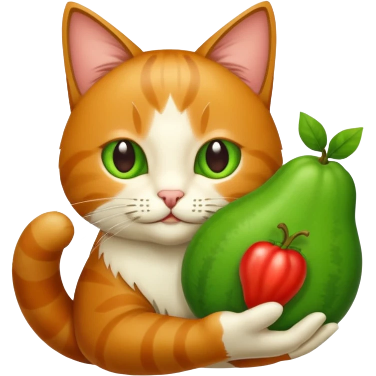 Erstelle eine Katze mit einer Birne hin der Hand emoji