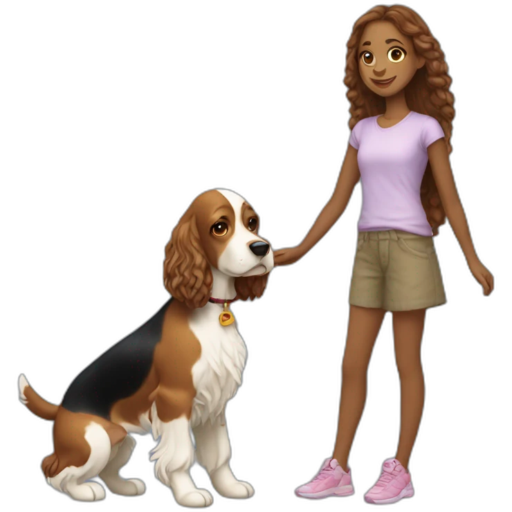girl with cocker spaniel  emoji