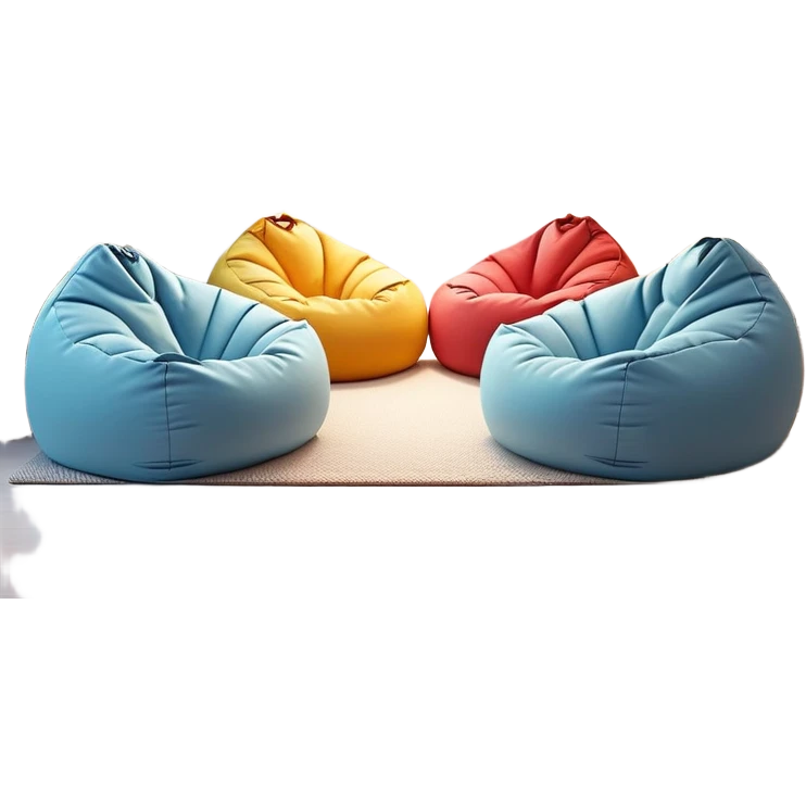 cozy chill zone lounge area with beanbags and ambient lighting emoji