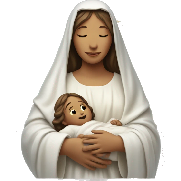 Maria mother of Jesus with Jesus in hands white skin emoji