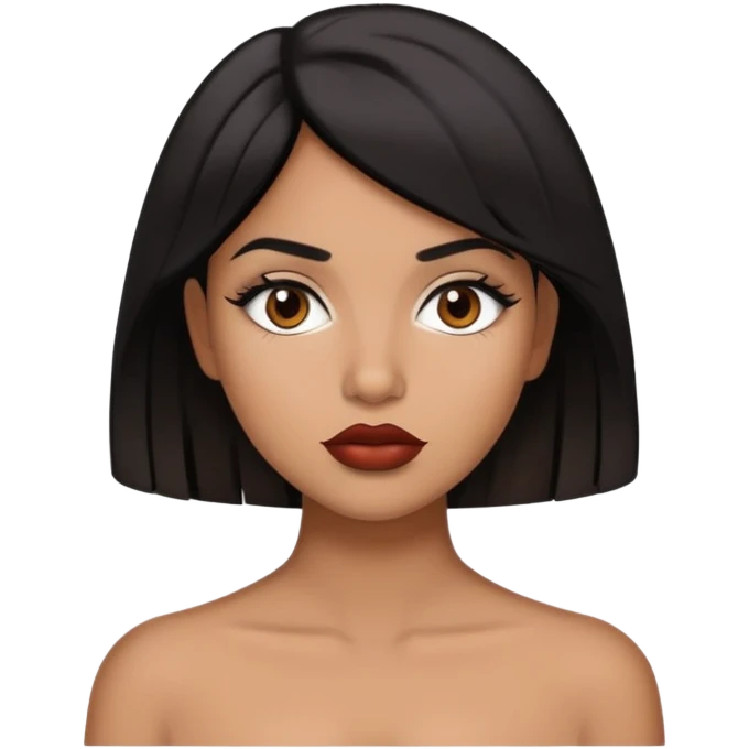 brown girl with 2b/2c black hair, brown hair and two toned lips  emoji
