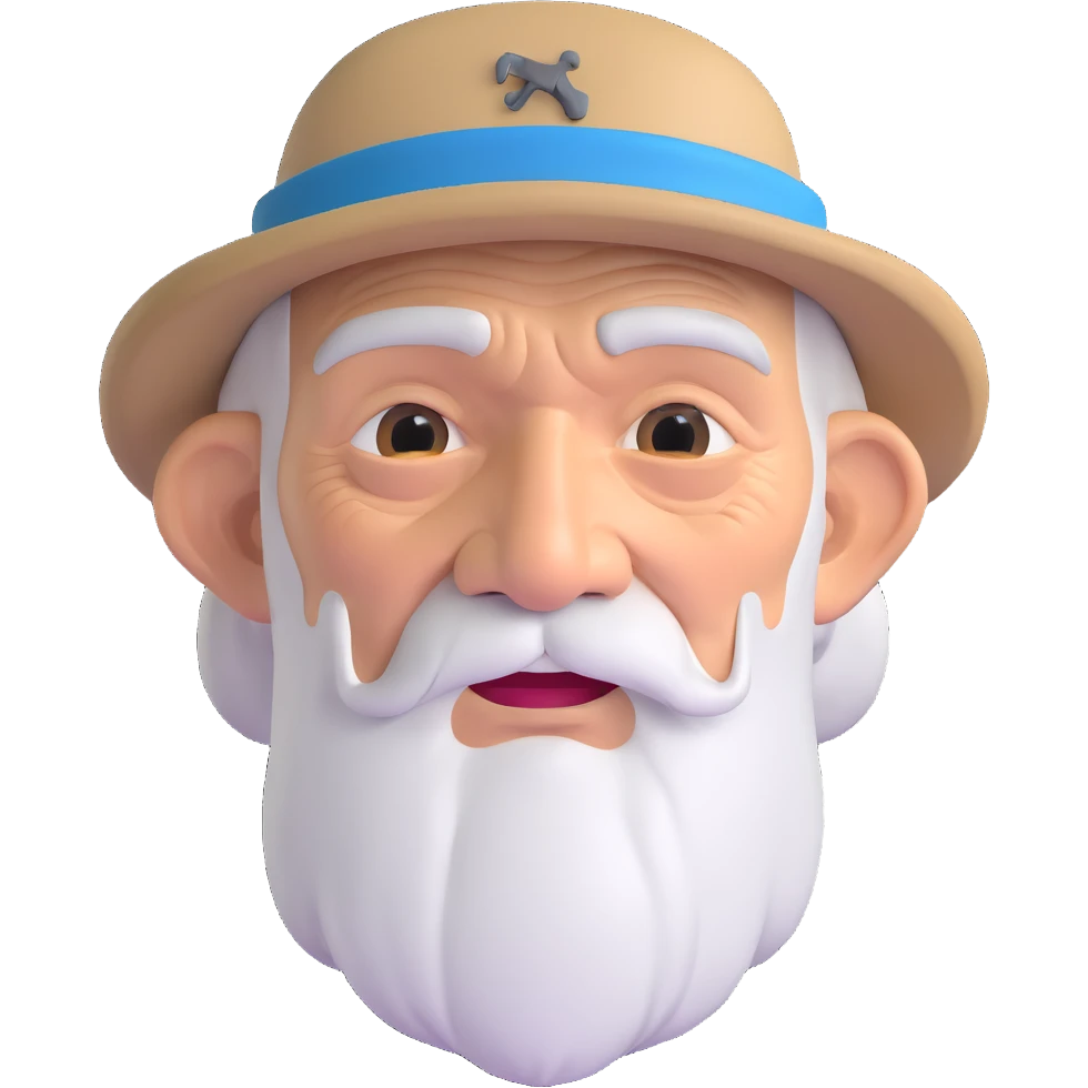 old fisherman with weathered face and fishing hat emoji