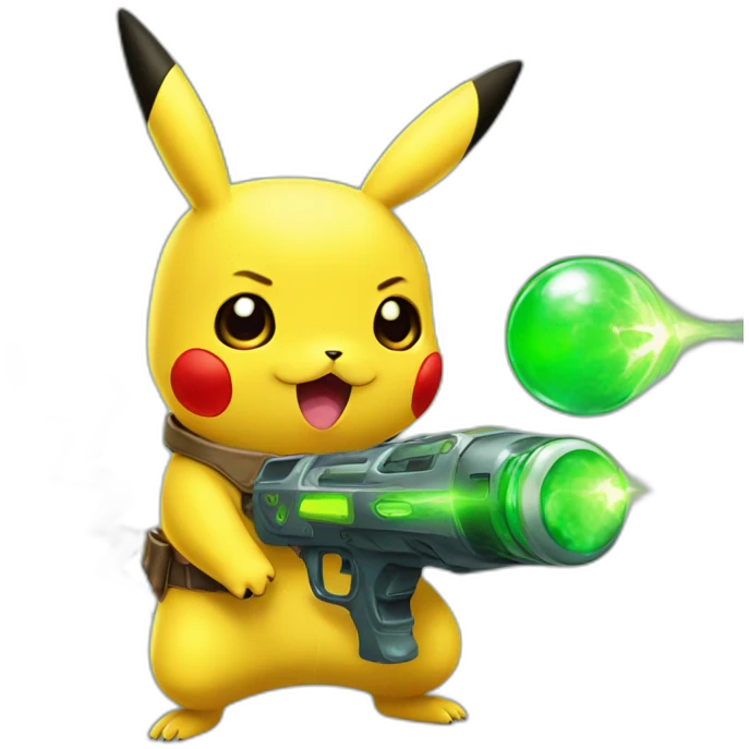 pikachu with green raygun emoji
